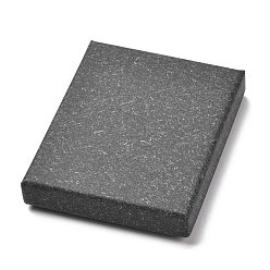 Black Rectangle Kraft Paper Ring Box, Snap Cover, with Sponge Mat, Jewelry Box, Black, 9.7x7.7x1.7cm, Inner Size: 90x70mm