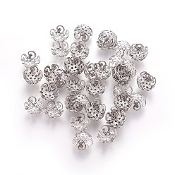 Stainless Steel Color 5-Petal 304 Stainless Steel Bead Caps, Stainless Steel Color, 10x4.5mm, Hole: 1mm