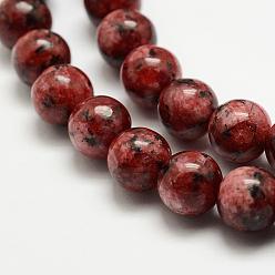 Mixed Color Natural Larvikite Beads Strands, Dyed & Heated, Round, Mixed Color, 8mm, Hole: 1mm, about 44pcs/strand, 15.3 inch(39cm)