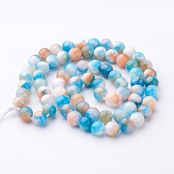 Light Sky Blue Natural Persian Jade Beads Strands, Dyed, Round, Light Sky Blue, 6mm, Hole: 1mm, about 62pcs/strand, 16 inch
