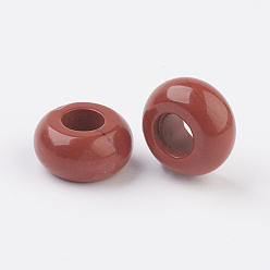 Красный Камень Натуральная красная яшма европейские бусины, бусины с большим отверстием, рондель, 12x6 мм, отверстие : 5 мм