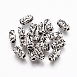 Antique Silver Tibetan Silver Beads, Lead Free & Cadmium Free, Cuboid, Antique Silver, about 10.5mm long, 5mm wide, 5mm thick, hole: 2.5mm