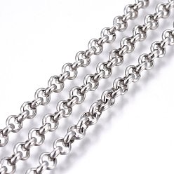 Stainless Steel Color 304 Stainless Steel Rolo Chains, Belcher Chain, Unwelded, Stainless Steel Color, 3.5mm, Link: 3.5x1mm