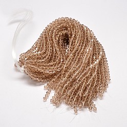 PeachPuff Imitate Austrian Crystal Bicone Glass Beads Strands, Grade AA, Faceted, PeachPuff, 3x3.5mm, Hole: 0.8mm, about 120~125pcs/strand, 14.8 inch