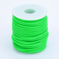 Lime Hollow Pipe PVC Tubular Synthetic Rubber Cord, Wrapped Around White Plastic Spool, Lime, 4mm, Hole: 2mm, about 16.4 yards(15m)/roll