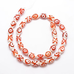Orange Red Natural Agate Bead Strands, Barrel, Dyed & Heated, Grade A, Orange Red, 12x8mm, Hole: 1mm, about 30pcs/strand, 14 inch