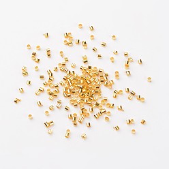 Золотой Зажимные бусины из латуни, без кадмия и без свинца, трубка, золото, шириной около 2 мм, 2 мм длиной, отверстие : 1.5 мм