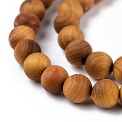 Wood Natural Wood Beads Strand, Round, 6mm, Hole: 1mm, about 66pcs/strand, 15.5 inch(39.5cm)