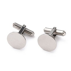 Stainless Steel Color 304 Stainless Steel Cuff Buttons, Cufflink Findings for Apparel Accessories, Stainless Steel Color, 17x17x14mm, Tray: 14mm