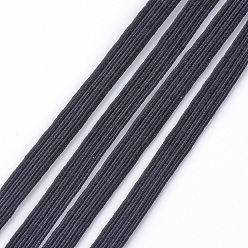 Noir Cordon de corde élastique tressé plat de 1/2 pouces, élastique en tricot extensible épais avec bobine, noir, 12mm, environ 100 yards / rouleau (300 pieds / rouleau)