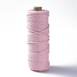 Pink Fils de coton, cordon en macramé, fils décoratifs, pour l'artisanat de bricolage, emballage cadeau et fabrication de bijoux, rose, 3mm, environ 54.68 yards (50m)/rouleau