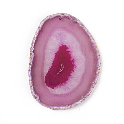 Rouge Violet Moyen Pendentifs en agate, tranches d'agate, teint et chauffé, nuggets, support violet rouge, 48~105x39~68x4~7mm, trou: 2~2.5 mm, environ 25 pcs / 1000 g