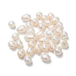 Blanc Perles de culture d'eau douce naturelles de grade b, gentil pour la création de boucle d'oreille en Fête des Mères, riz, blanc, 10~12x8~9x8~9mm, Trou: 2mm
