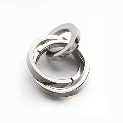 Stainless Steel Color 304 Stainless Steel Interlocking Ring Pendants, Mixed Color, 37.5~38x21mm ring: 12~21x2~3mm, inner diameter: 8mm and 17.5mm..