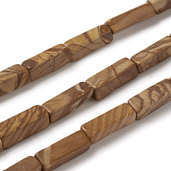Wood Lace Stone Natural Wood Lace Stone Beads Strands, Cuboid, 13~14x4~4.5x4~4.5mm, Hole: 1.2mm, about 30pcs/strand, 16.5 inch(42cm)