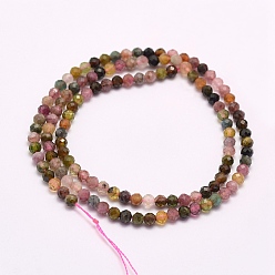 Tourmaline Natural Tourmaline Beads Strands, Faceted, Round, 3mm, Hole: 0.5mm, about 132pcs/strand, 15.5 inch(39.5cm)