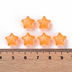 Dark Orange Transparent Acrylic Beads, Bead in Bead, Faceted, Star, Dark Orange, 10.5x11x7mm, Hole: 2mm, about 1280pcs/500g