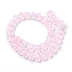 Rose Nacré Chapelets de perles en verre transparentes  , lotus, perle rose, 10x14x7mm, Trou: 0.8mm, Environ 38 pcs/chapelet, 14.17 pouce (36 cm)
