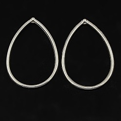 Silver Tibetan Style Alloy Pendants, teardrop, Lead Free and Cadmium Free, Silver Color Plated, 44.5x30.5mm, Hole: 1mm