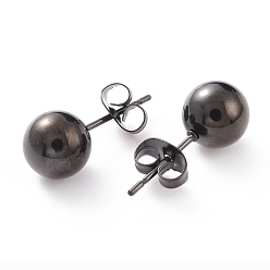 Gunmetal 304 Stainless Steel Stud Earring Findings, with Loops, Black & Stainless Steel Color, 19x8mm, Pin: 0.8mm