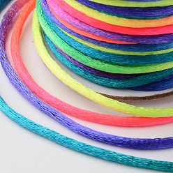 Colorful Macrame Rattail Chinese Knot Making Cords Round Nylon Braided String Threads, Satin Cord, Colorful, 2mm, about 10.93 yards(10m)/roll