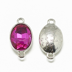 Camellia Alloy Glass Links connectors, Faceted, Oval, Platinum, Camellia, 22x12x6mm, Hole: 1.5mm