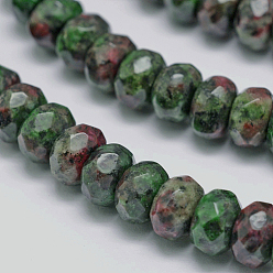Ruby in Zoisite Faceted Natural Ruby in Zoisite Rondelle Beads Strands, Dyed, 8x5mm, Hole: 1mm, about 76pcs/strand, 15.2 inch