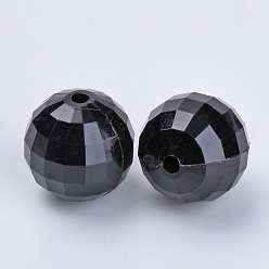 Black Transparent Acrylic Beads, Faceted, Round, Black, 8x8mm, Hole: 1.5mm, about 1770pcs/500g