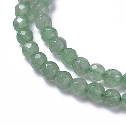 Green Aventurine Natural Green Aventurine Beads Strands, Faceted, Round, 4x3.5~4mm, Hole: 0.4mm, about 97~110pcs/strand, 15~16 inch(40~40.7cm)