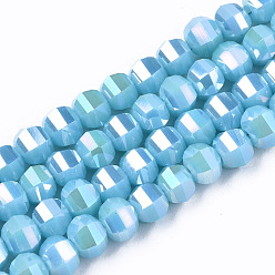 Mixed Color Electroplate Glass Beads Strands, AB Color Plated, Faceted, Round, Mixed Color, 6x4.5mm, Hole: 1.2mm, about 98~99pcs/strand, 17.32~17.71 inch(44~45cm)