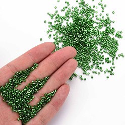 Зеленый Стеклярус, серебряная линия, зелёные, 1.8~2.2x1.8~2 мм, отверстие : 0.8~0.9 мм, Около 15000 шт / фунт