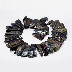 Black Electroplated Natural & Dyed Agate Bead Strands, Nuggets, Black, 23~57x12~18x9~16mm, Hole: 2mm, about 32~34pcs/strand
