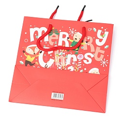 Rouge Sacs en papier sur le thème de noël, carrée, pour le stockage de bijoux, Motif à thème de Noël, 20x20x0.45 cm