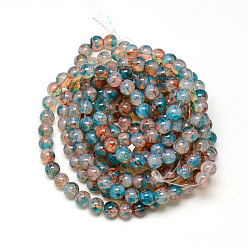 Dark Cyan Baking Painted Glass Beads Strands, Imitation Opalite, Round, Dark Cyan, 6mm, Hole: 1.3~1.6mm, about 133pcs/strand, 31.4 inch