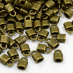 Antique Bronze Tibetan Style Alloy Cord Ends, End Caps, Lock, Antique Bronze, Lead Free & Cadmium Free & Nickel Free, 10x6.5x4.5mm, Hole: 2.5mm