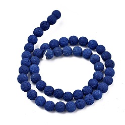 Medium Blue Synthetic Lava Rock Beads Strands, Dyed, Round, Medium Blue, 8~8.5mm, Hole: 1.8mm, about 47pcs/strand, 14.96 inch(38cm)