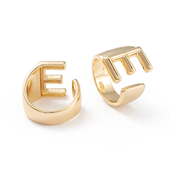 Letter E Латунь манжеты кольца, открытые кольца, долговечный, реальный 18 k позолоченный, letter.e, Размер 6, 17 мм