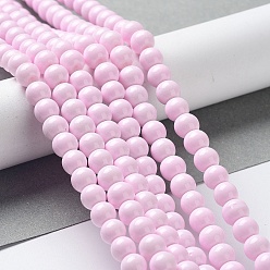 Lavender Blush Painted Glass Bead Strands, Baking Paint, Round, Lavender Blush, 6mm, Hole: 1.3~1.6mm, about 133pcs/strand, 31.4 inch