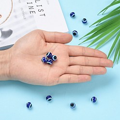 Medium Blue Round Evil Eye Resin Beads, Medium Blue, 10x9mm, Hole: 1.8~2mm