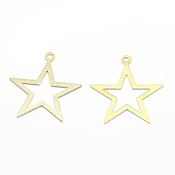 Real 18K Gold Plated Brass Pendants, Cut-Out, Lead Free & Cadmium Free & Nickel Free, Star, Real 18K Gold Plated, 27x25x0.3mm, Hole: 2mm