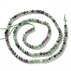 Ruby in Zoisite Natural Ruby in Zoisite Beads Strands, Round, Faceted, 3mm, Hole: 0.5mm, about 116~133pcs/strand, 15.35 inch(39cm)