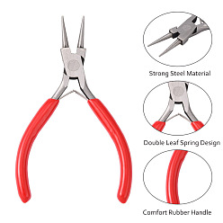 Red Jewelry Pliers, #50 Steel(High Carbon Steel) Round Nose Pliers, Gunmetal, Red, 135x55mm
