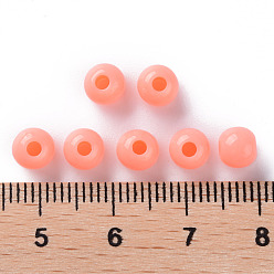 Salmon Foncé Perles acryliques opaques, ronde, saumon noir, 6x5mm, Trou: 1.8mm, environ4400 pcs / 500 g
