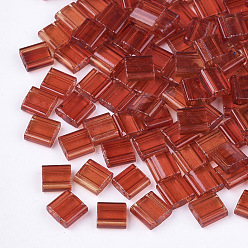 Brique Rouge 2 - Perles de rocaille en verre transparent, teint, rectangle, firebrick, 5x4.5~5.5x2~2.5mm, Trou: 0.5~0.8mm