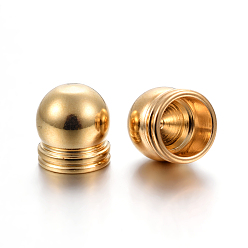 Golden 304 Stainless Steel Cord End Caps, Golden, 8.5x8mm, Hole: 6mm