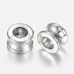 Antique Silver Tibetan Style Alloy European Beads, Large Hole Beads, Barrel, Antique Silver, Lead Free & Nickel Free & Cadmium Free, 8x5.5mm, Hole: 4.5mm