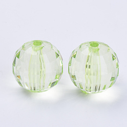 Lawn Green Transparent Acrylic Beads, Faceted, Round, Lawn Green, 8x8mm, Hole: 1.5mm, about 1770pcs/500g