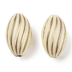 Beige Oval Plating Acrylic Beads, Golden Metal Enlaced, Beige, 14.5x9mm, Hole: 1.5mm, about 757pcs/500g