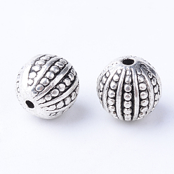 Antique Silver Tibetan Style Alloy Beads, Round, Cadmium Free & Lead Free, Antique Silver, 10.5~11x10mm, Hole: 1.5mm, about 270pcs/1000g