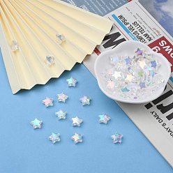 Clear Eco-Friendly Transparent Acrylic Beads, Star, Clear AB, AB Color, about 10mm in diameter, 4mm thick, hole:1.5mm. about 2140pcs/500g